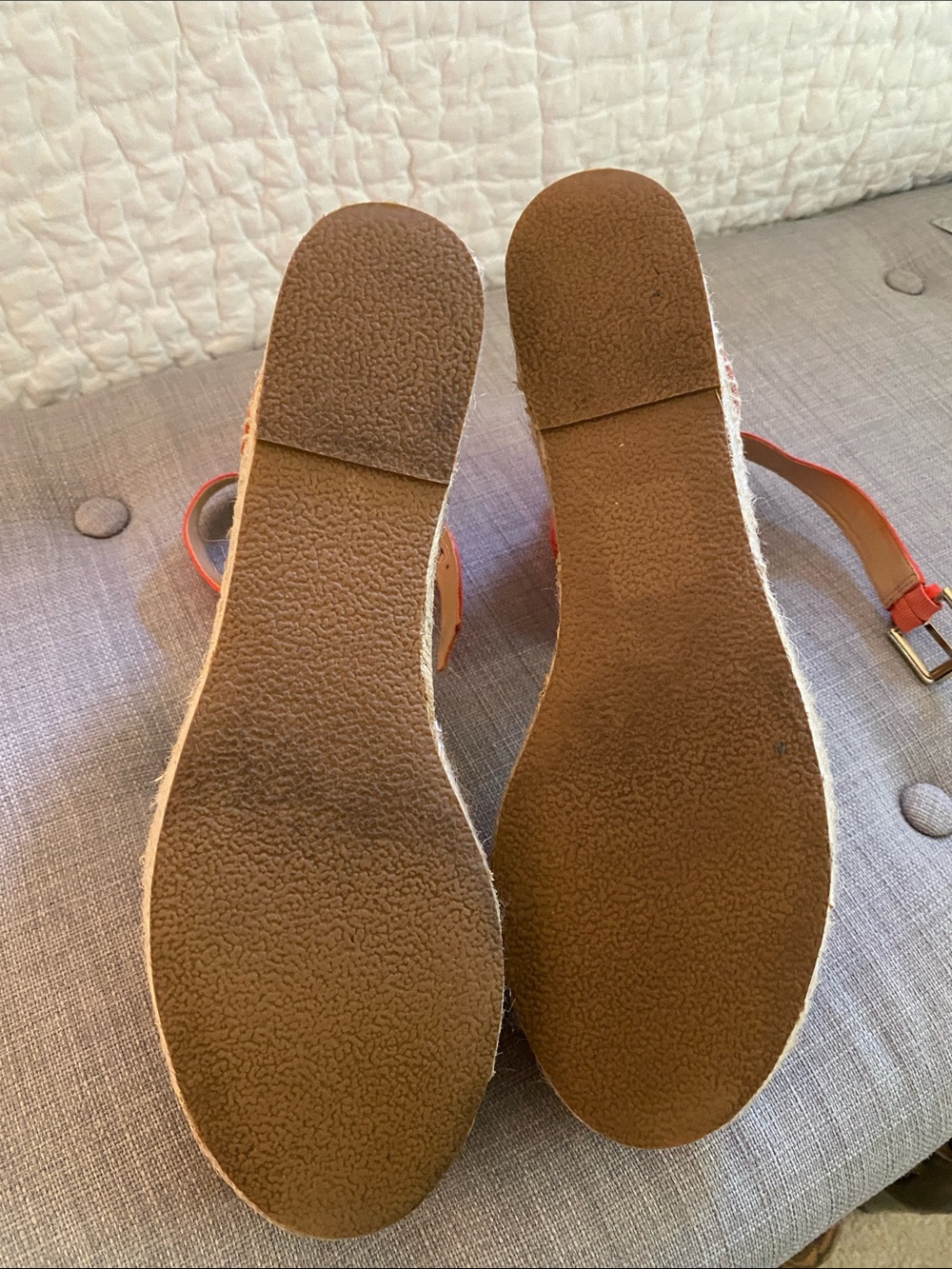 J. CREW Coral Leather Espadrille Wedge Sandals with Ankle Strap - Picture 6 of 7